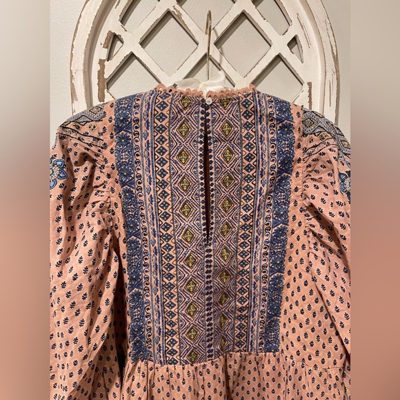 Anthropologie 100% Cotton Embroidered Tunic Mini Dress In Peach Size M - Picture 9 of 16